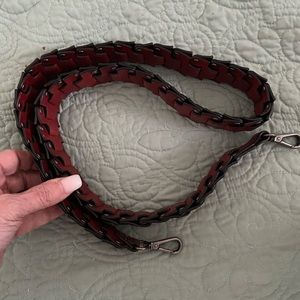 Treasure and Bond Cowhide Leather Studs Red Sun Burgundy Guitar Strap Fo…
